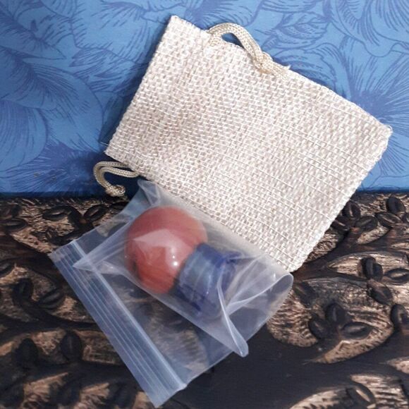 Curated Crystal Pair Red Jasper sphere ball with Sodalite base metaphysical set - Picture 5 of 11